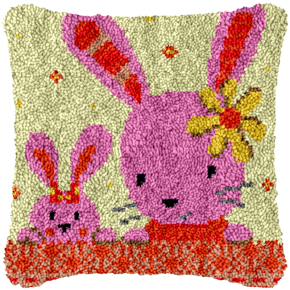 Pink Rabbit Printed Cushion Cover