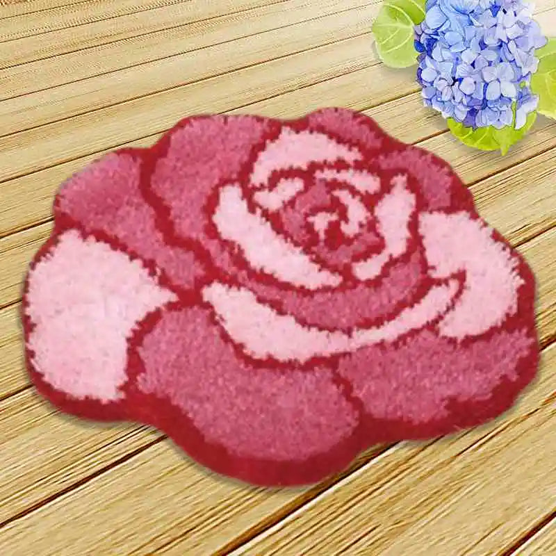 Elegant Flower Printed Latch Hook Rug Kit