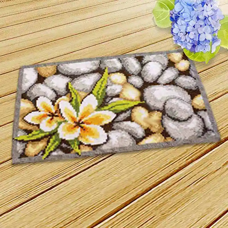 Elegant Flower Printed Latch Hook Rug Kit