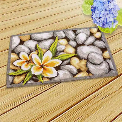 Elegant Flower Printed Latch Hook Rug Kit