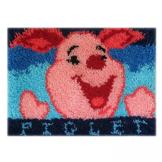 Elegant Pig Print Latch Hook Rug