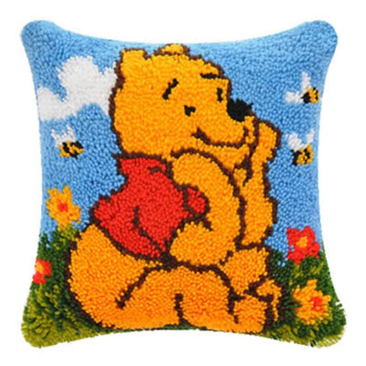 Elegant Pooh With Bee Print Pillow