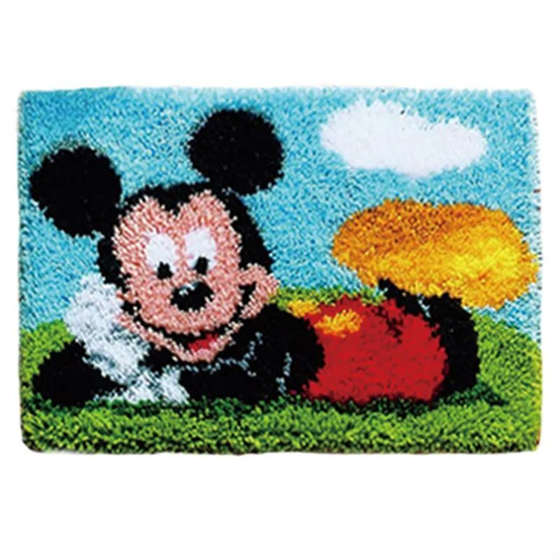 Happy Mickey Mouse Print Latch Hook Rug