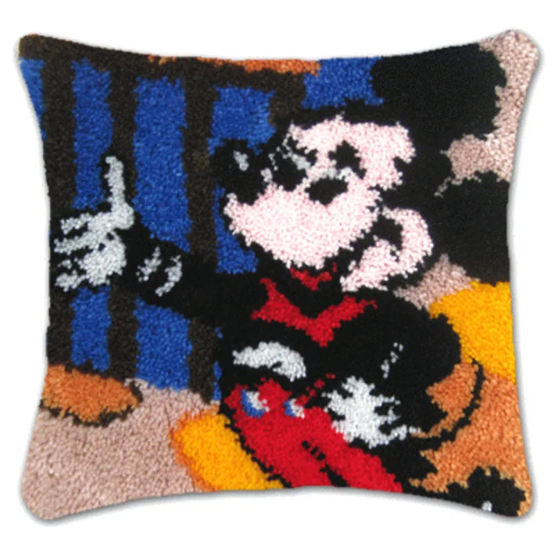 Mickey Mouse Printed Cross Stitch Pillow