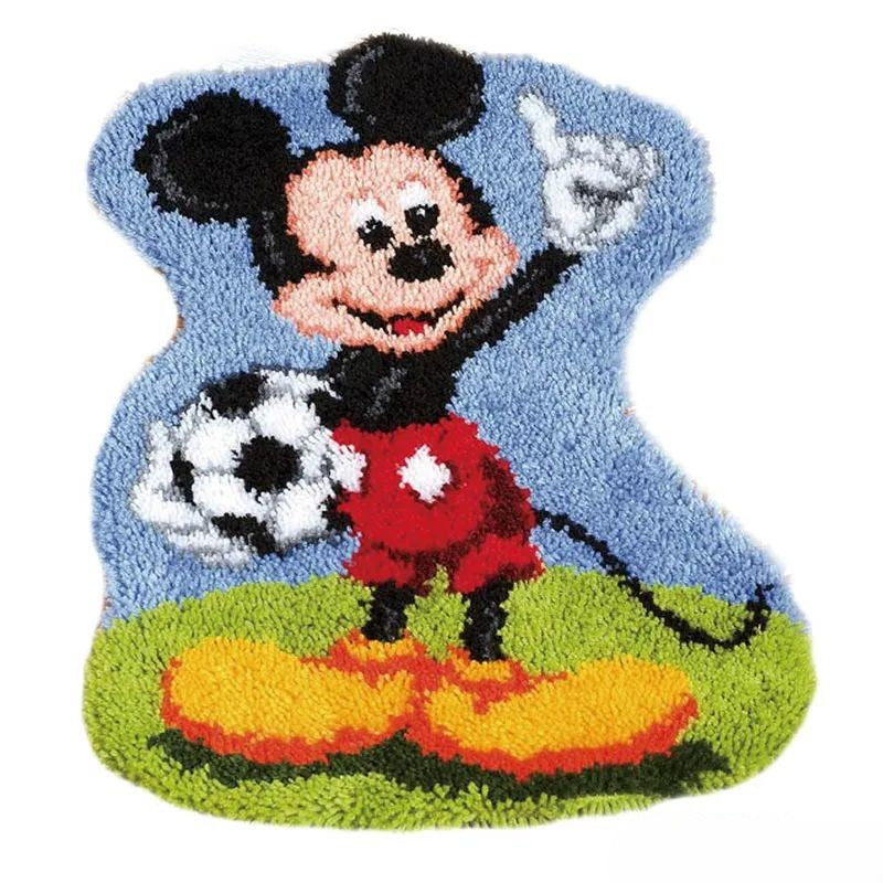 Mickey Mouse With Football Print Latch Hook Rug