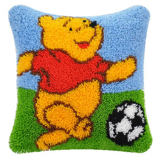 Playing Football Pooh Print Pillow