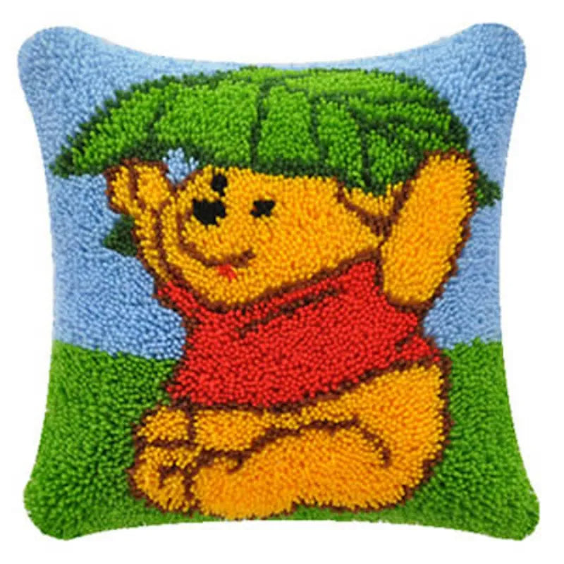 Pooh With Leaf Print Pillow
