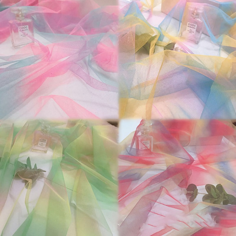 Rainbow Color Muslin Mesh Cloth