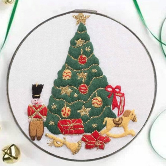 Christmas Tree With Gifts Embroidery DIY Knitting Kit