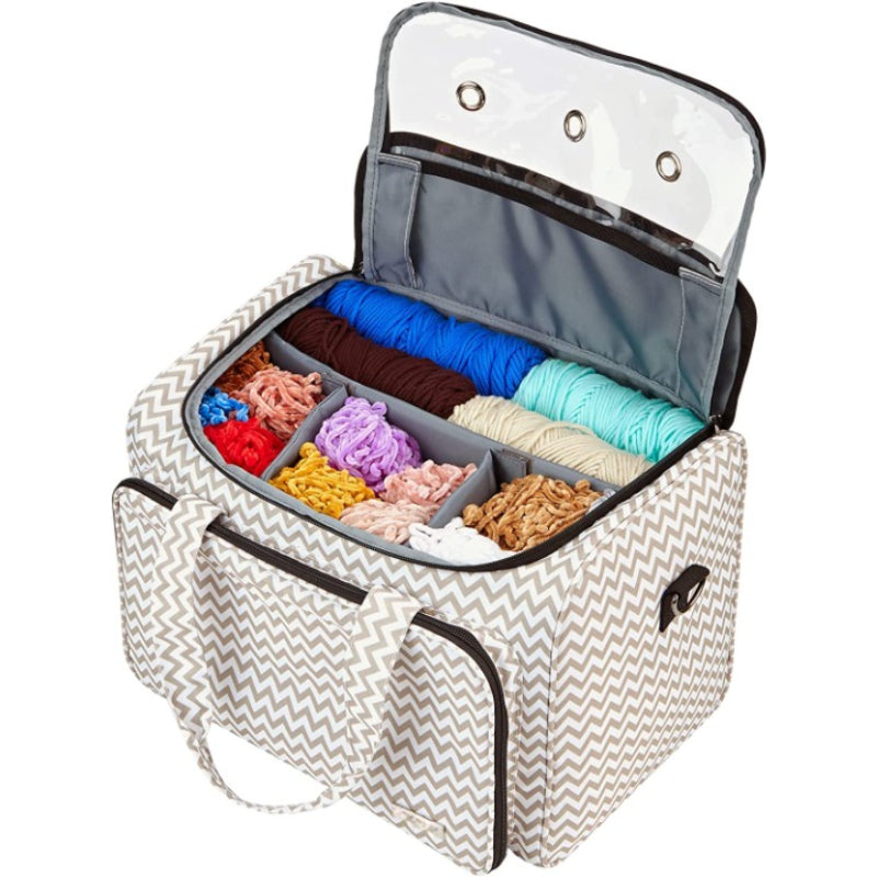 Yarn Storage Bag, Knitting Tote With Removable Inner Dividers