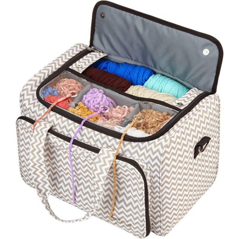Yarn Storage Bag, Knitting Tote With Removable Inner Dividers