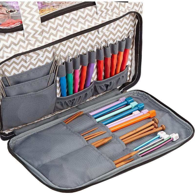 Yarn Storage Bag, Knitting Tote With Removable Inner Dividers