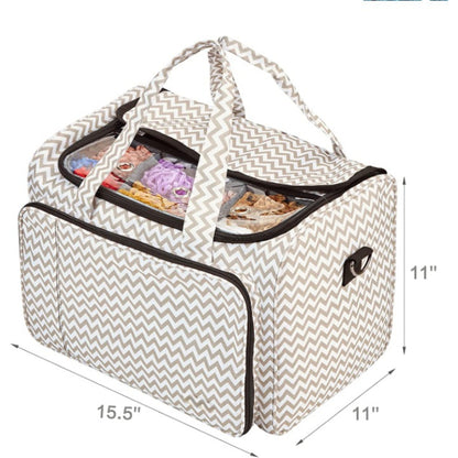 Yarn Storage Bag, Knitting Tote With Removable Inner Dividers