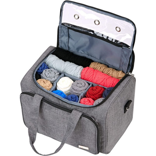 Yarn Storage Bag, Knitting Tote With Removable Inner Dividers