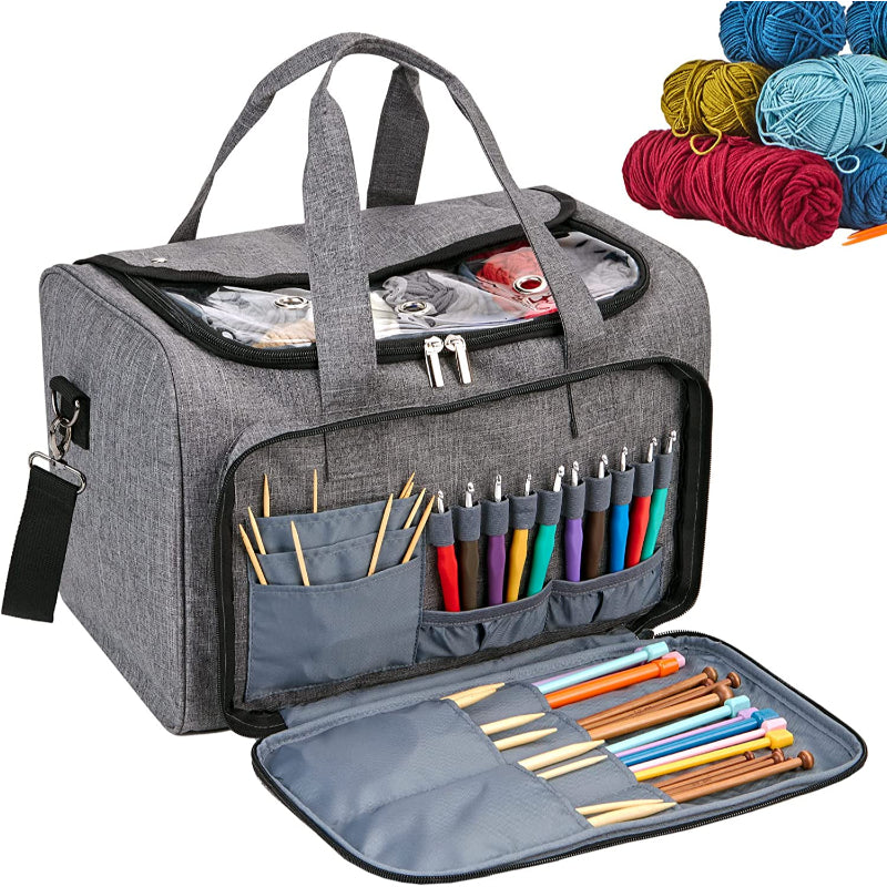 Yarn Storage Bag, Knitting Tote With Removable Inner Dividers