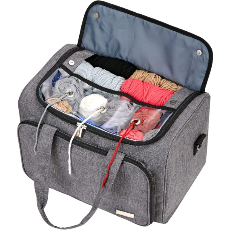 Yarn Storage Bag, Knitting Tote With Removable Inner Dividers