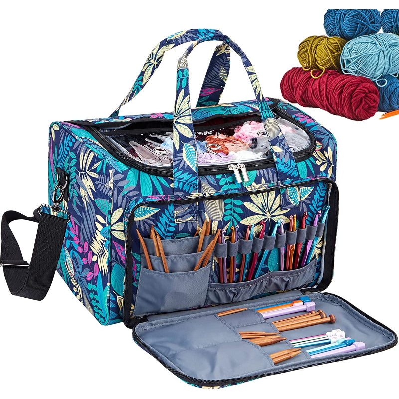 Yarn Storage Bag, Knitting Tote With Removable Inner Dividers