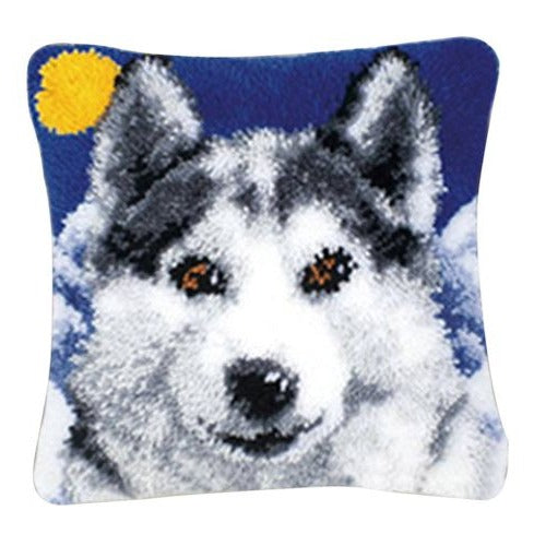 Husky Latch Hook Pillow Crocheting Knitting Kit