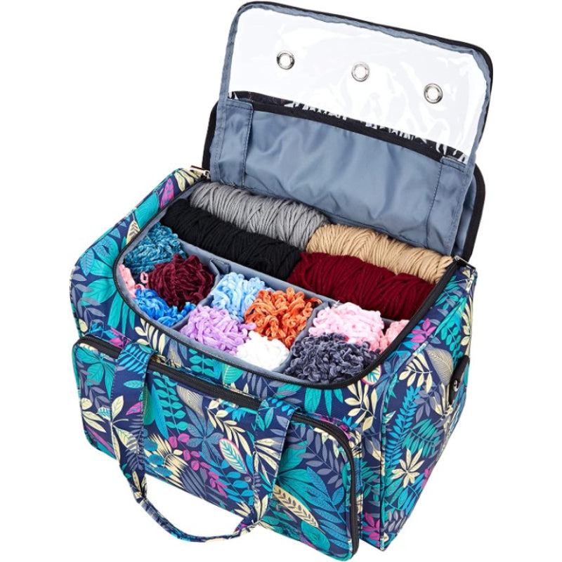 Yarn Storage Bag, Knitting Tote With Removable Inner Dividers