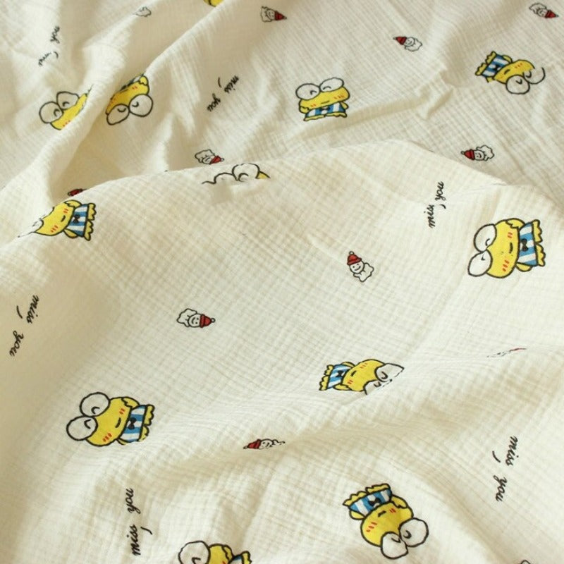 Cartoon Frog Printed Cotton Crepe Fabric