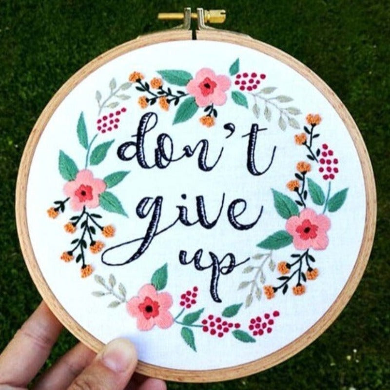 Don't Give Up Embroidery DIY Knitting Kit