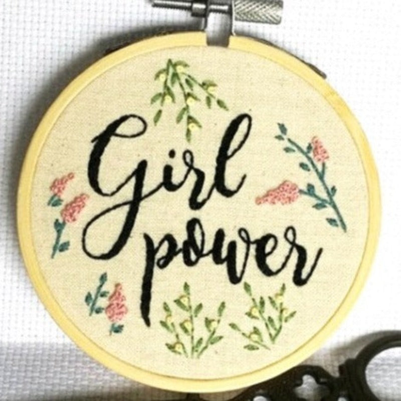 Girl Power Embroidery DIY Knitting Kit