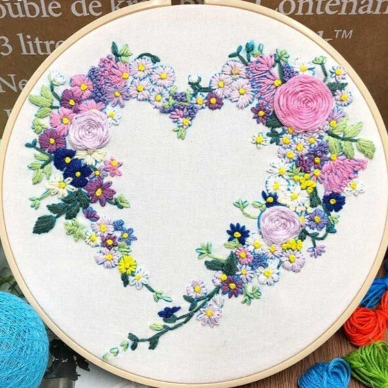 Heart Wreath Embroidery DIY Knitting Kit
