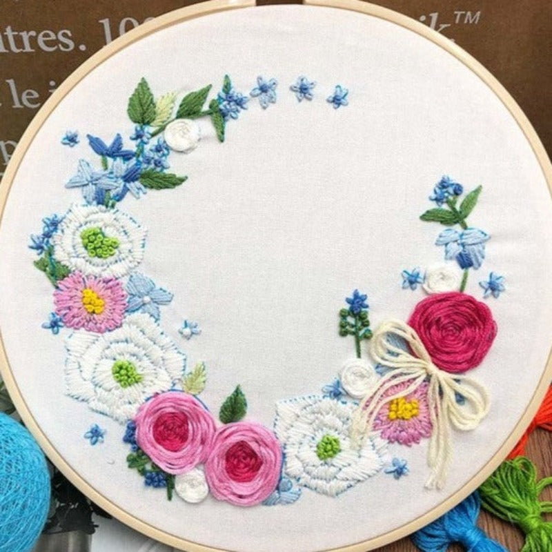 Multi Colored Wreath Embroidery DIY Knitting Kit
