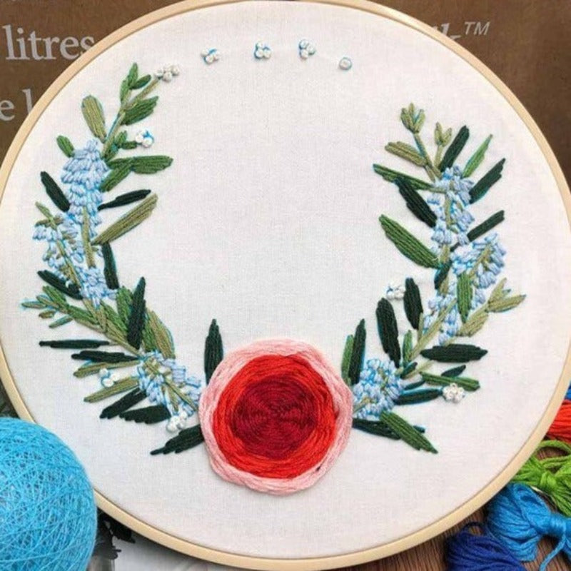Single Flower Wreath Embroidery DIY Knitting Kit