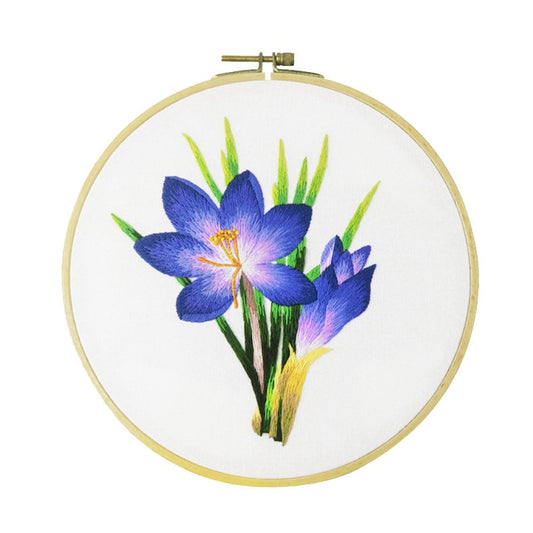 Blue Blossom & Flower Embroidery DIY Knitting Kit