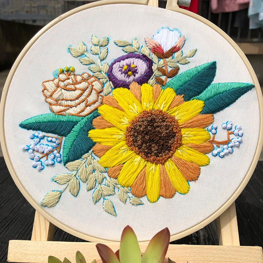 Sun & Cotton Flowers Embroidery DIY Knitting Kit