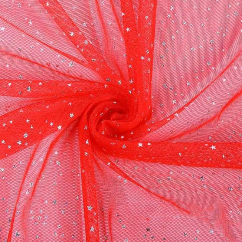 Star Sequined Tulle Fabric Sewing Material