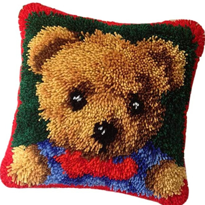 Boy Teddy Latch Hook Pillow Crocheting Knitting Kit