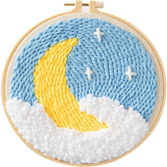 Moon And Star Printed Punch Needle Kit