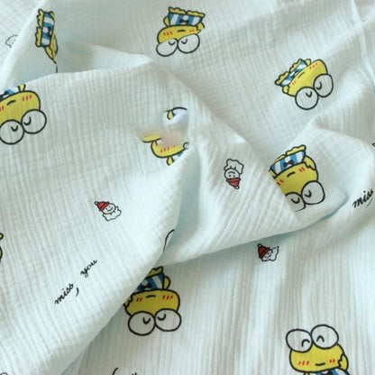 Cartoon Frog Printed Cotton Crepe Fabric