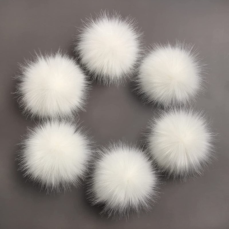 Pack Of 6 Faux Fox Fur Pompoms