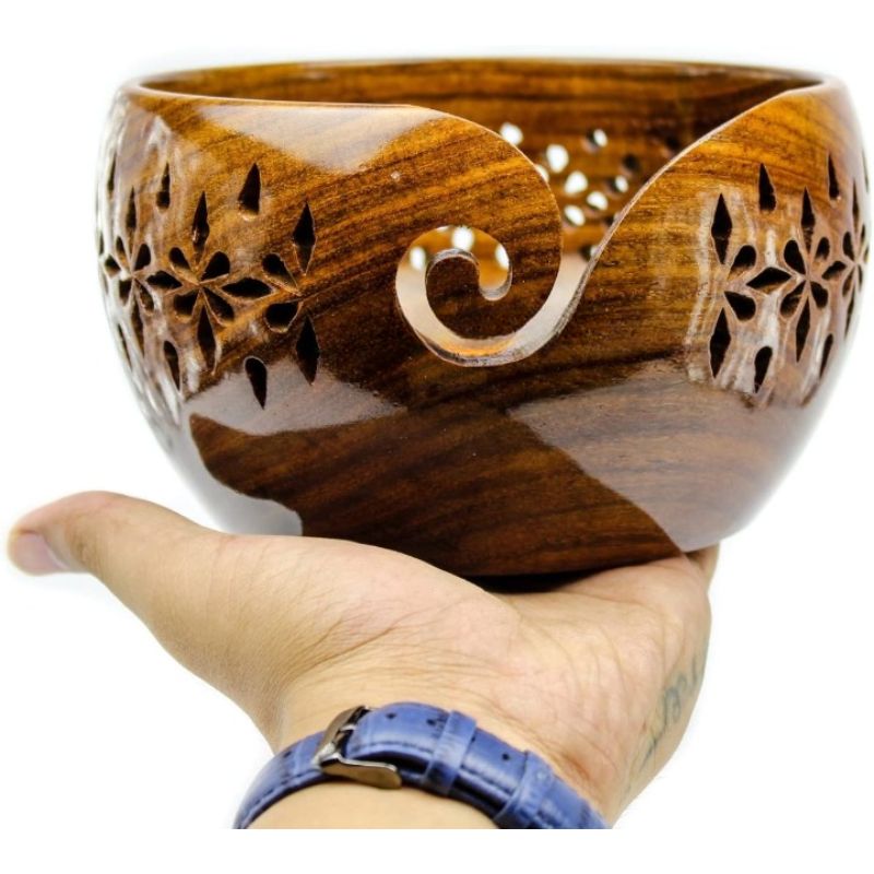 Rosewood Crafted Wooden Yarn Storage Bowl