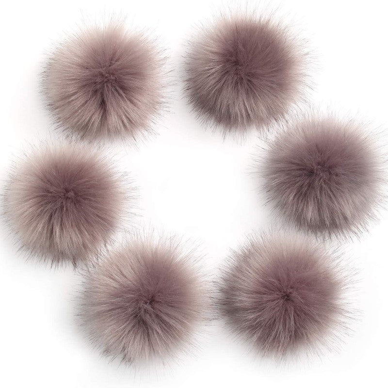 Pack Of 6 Faux Fox Fur Pompoms