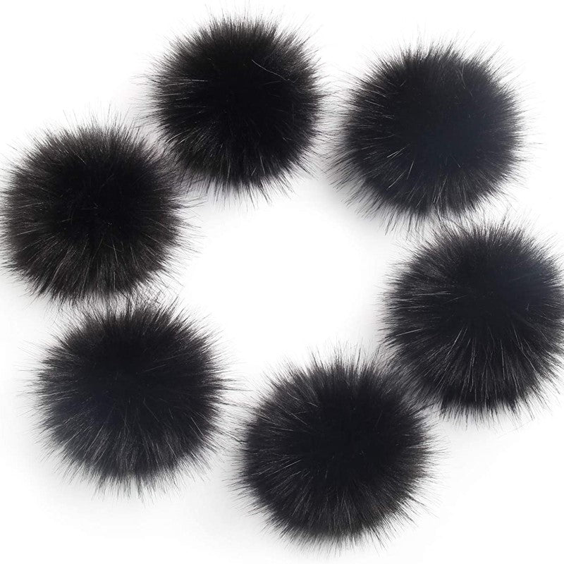 Pack Of 6 Faux Fox Fur Pompoms