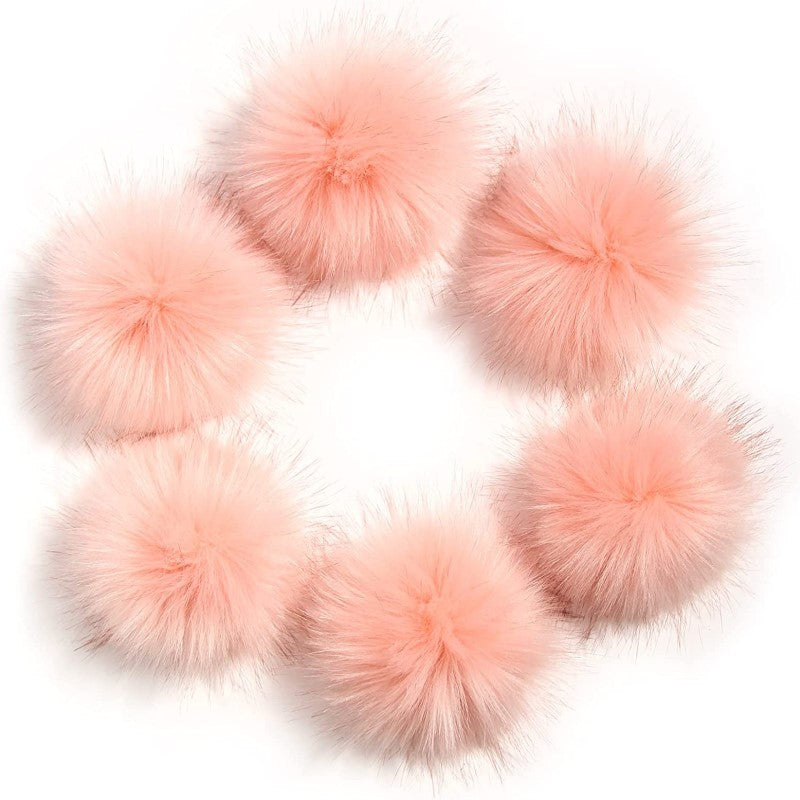 Pack Of 6 Faux Fox Fur Pompoms