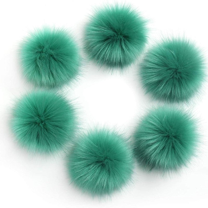 Pack Of 6 Faux Fox Fur Pompoms