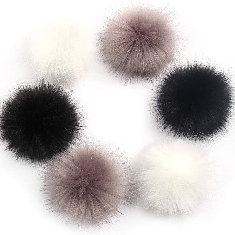 Pack Of 6 Faux Fox Fur Pompoms