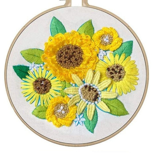 Sun Flowers Embroidery DIY Knitting Kit