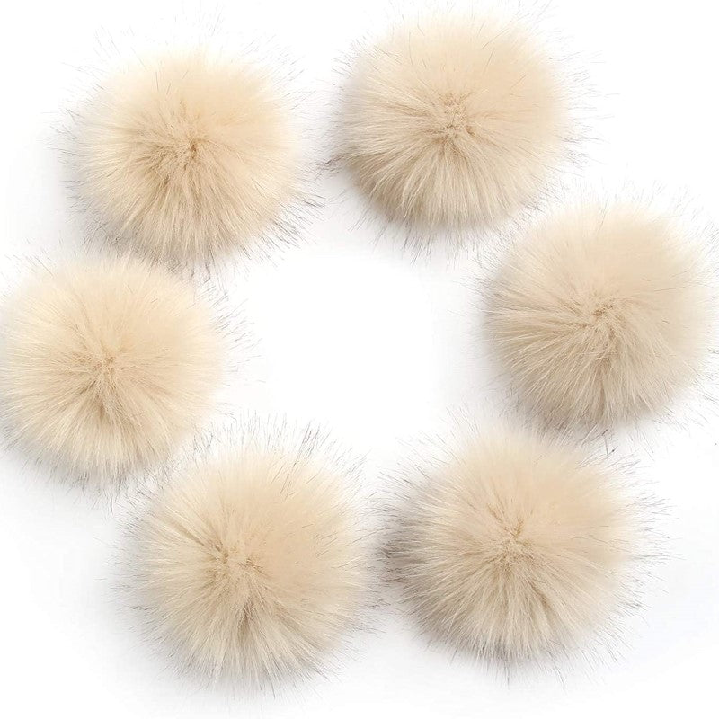 Pack Of 6 Faux Fox Fur Pompoms
