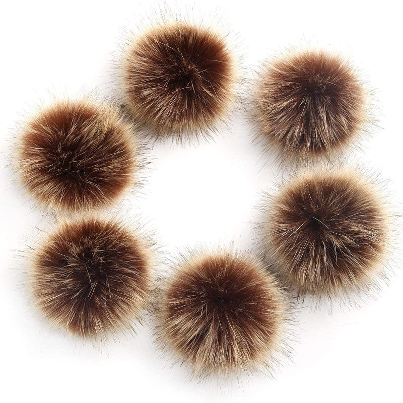 Pack Of 6 Faux Fox Fur Pompoms