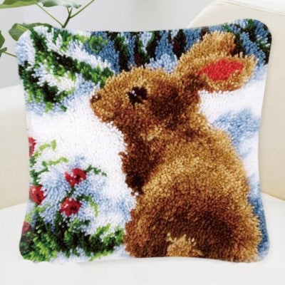 Rabbit Latch Hook Pillow Crocheting Knitting Kit