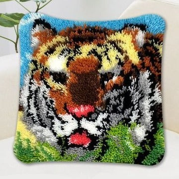 Tiger Latch Hook Pillow Crocheting Knitting Kit