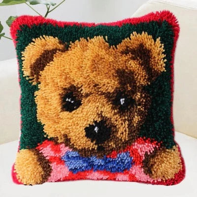 Girl Teddy Latch Hook Pillow Crocheting Knitting Kit