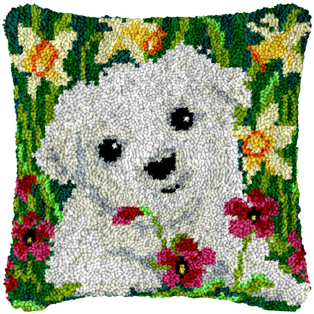 Dog Sitting In Garden Cushion Cover