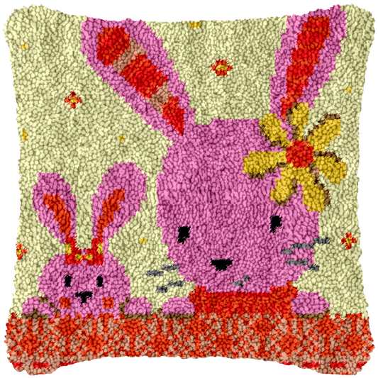 Pink Rabbit Printed Cushion Cover